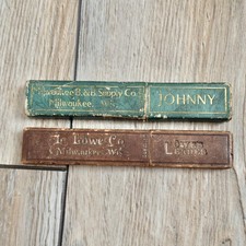 Vintage Johnny & Lowes Leader Milwaukee Barber Supply Straight Razor Boxes Read picture
