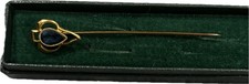 Antique c.1900 Ornate 10k Yellow Gold & Blue Stone Stick Pin – 1.20g picture