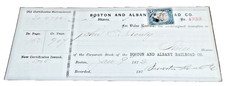 JANUARY 1872 BOSTON & ALBANY RAILROAD NYC STOCK CERTIFICATE EXCHANGE RECEIPT B picture