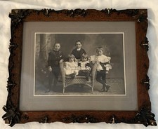 Antique Victorian Photo & Wood Frame Ornate Gesso Detailing 11 1/2”x 9 3/4” 1890 picture