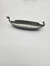 Vintage Norway 15 shield long Pewter Viking Boat Open Salt picture