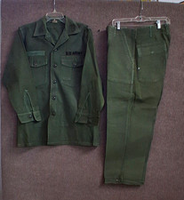 U.S. Army vietnam Era OG-107 OD Green Uniform Set Shirt 15.5x31 Pants 34x29 NSN picture