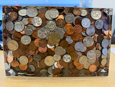 Epoxy Paperweight Display Block with Assorted US Coins 9”x6”x2” 1 of a kind picture