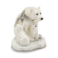 Bejeweled Polar Bear & Cubs Trinket Box picture