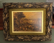Vintage Walldecor Framed Landscape Art Ornate Gold Leaf Frame Dark Academia picture