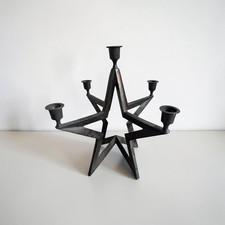 Vtg Restoration Hardware Wrought Iron Star Candelabra Candle Holder Brutalist picture