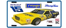 Vintage looking WRANGLER Racing Team DALE EARNHARDT License Plate 15 ford 1980s  picture