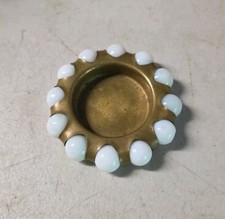Vintage Jewel Tray or Ashtray White Pearl Vitro Marbles & Brass picture