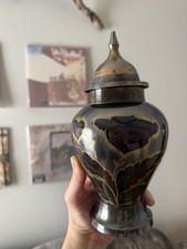 Black Gold Floral Metal Urn Decorative Jar, Vase Shape, vintage age, Unknown picture