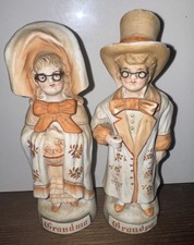Vintage German Porcelain Figurine Set Of 2 Grandma Grandpa Glasses Collection picture