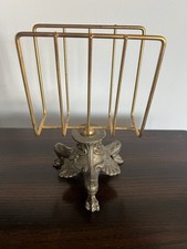 Antique Brass Napkin/Letter Holder BWM NY #107 1920’s Ornate 3 Three Claw Feet picture