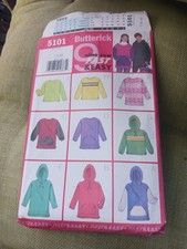 Butterick Pattern 5101 Size 7 8 10 Unisex Loose Fitting Pullover Top W/WO Hood picture