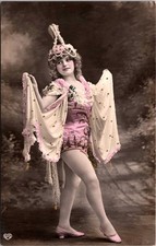 RISQUE PRETTY ACTRESS : EAS : RARE HAND-COLORED RPPC  : c1910 picture