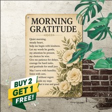 Daily Morning Gratitude Prayer Family Dining Room Plaque Metal Tin Sign 8x12 picture