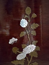 Two Mid Century Inlaid Silver and Brass Wall Hangings on Varnish Wood Plaques picture
