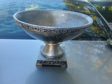 Large Heavy Metal Bowl Vintage Handmade In Mexico Pewter Spanish. Decor picture