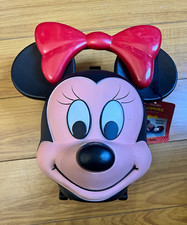 Vintage 1980s Walt Disney Minnie Mouse 3D Molded Head Plastic Lunch Box Set picture