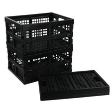 Utiao 16 Quart Collapsible Storage Crates 3 Packs Black Folding Storage Bin picture