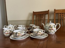 Hayasi Kutani Lithophane 23 Piece Tea Set-Mt. Fuji Water Front Scene-1950’s-VTG picture