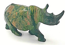 Vintage Verdite Serpentine African Zimbabwe Rhino 7 in x 4 in picture