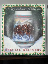 1993 Budweiser Holiday Stein Special Delivery Clydesdales Ceramarte w/ Box picture