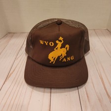 Vintage Air National Guard Trucker Hat Snap Back Mesh Wyoming Brown USA picture