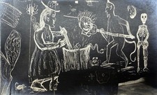 Antique c1920 Macabre Witch Devil Skeleton Photo NYC Greenwich Village? picture