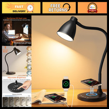 BOHON Desk Lamp for Home Office with USB C+A Charging Ports Timer Black picture