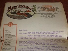 1912 NEW IDEA SPREADER ADVERTISEMENT LETTER SALEM OHIO FARMING FARM ORIG picture