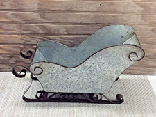 Christmas HOBBY LOBBY Galvanized Rustic Tin Metal Sleigh Tabletop Planter 15