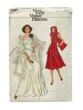 Vintage Very Easy Vogue 9347 Sewing Pattern Size 16 Evening Dress & Stole UNCUT  picture