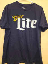 Miller Lite Logo Graphic T-Shirt Navy Blue Breweriana Logo Tee Shirt picture