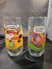 VTG 1965-1971 Mcdonald’s Camp Snoopy Collection Drinking Glass Set Of Two picture