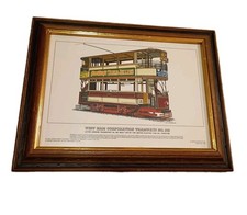 Vintage West Ham Corp Tramways Number 102 Print Wooden Frame with Gold Trim 1967 picture