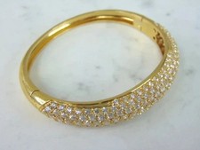 Wedding Diamond Oval Bangle Bracelet In 14k Yellow Gold Plated 7.5'' Inch picture