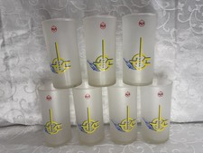 Vintage RCA 1939 New York World's Fair Frosted Glass Set of 7 - 6 Ounces Each picture