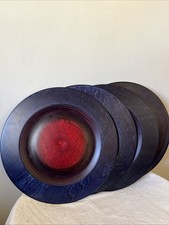 Vintage Tailio Design Finland MCM Wooden Charger Red Black Birch Scandinavian picture