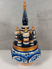 Vintage Russian Hand Painted St. Basil's Cathedral Moscow Music Box Working picture
