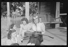 Photo:1930s Girls Playing Guitar Porch Swing Photo picture