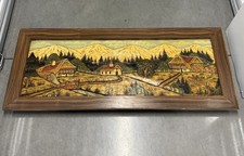 German Black Forest or  Bavarian Hand Carved Wood Picture 3D Large 55”x23” picture
