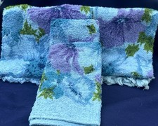 Vintage St. Marys 4 Pc Towel Set Blue Floral (2)Hand Towels (2) Washcloths picture