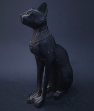 Authentic Ancient Egyptian Antiques Goddess Bastet Cat Scarab Artifact Figure BC picture