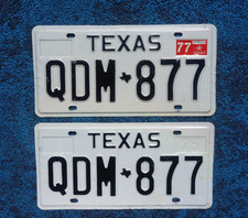 1977 Texas License Plate Plates PAIR / SET picture