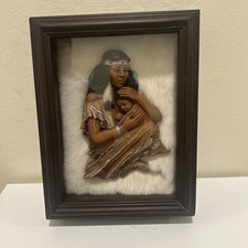 Vtg JH Boone Celebration Shadow Box Tom Snyder Native American Mother Baby Fur picture