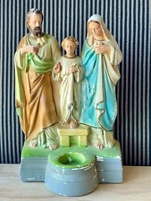 Vintage Rare Italian Chalkware Holy Family Figurine with Holy Water Well picture