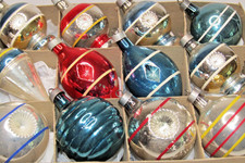 Lot VTG Glass Figural Indent Ribbed LANTERN DROP BALL Christmas Ornament Premier picture