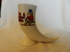 Vintage I'm A Horny Skier White Ceramic Horn Beer Mug 6