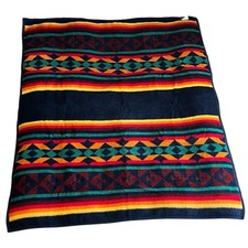VTG 1988 Vuteks Crown Crafts Soft Cabin Blanket Southwestern Aztec Tribal 60x80 picture