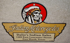 VINTAGE 1948 INDIAN MOTORCYCLES SALES+ SERVICE PORCELAIN METAL GASOLINE OIL SIGN picture