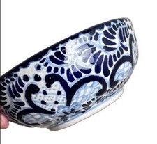 Vintage Uriarte Talavera Puebla Mexico Bowl Handcrafted Blue & White 6”x 2”H EUC picture